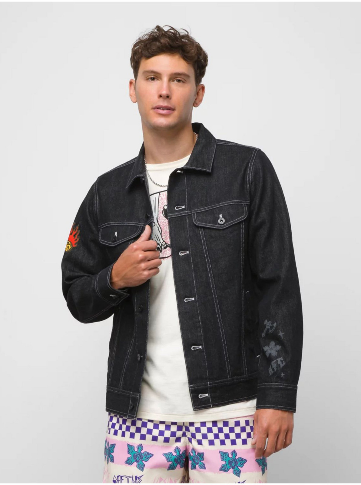 Čierna unisex rifľová bunda VANS Hellfire Club