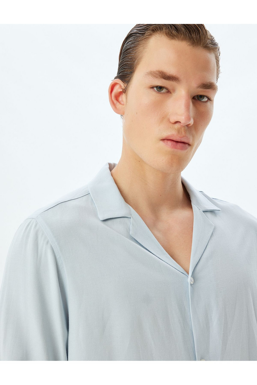 Koton Classic Shirt Long Sleeve Turn-down Collar Viscose Linen Blend
