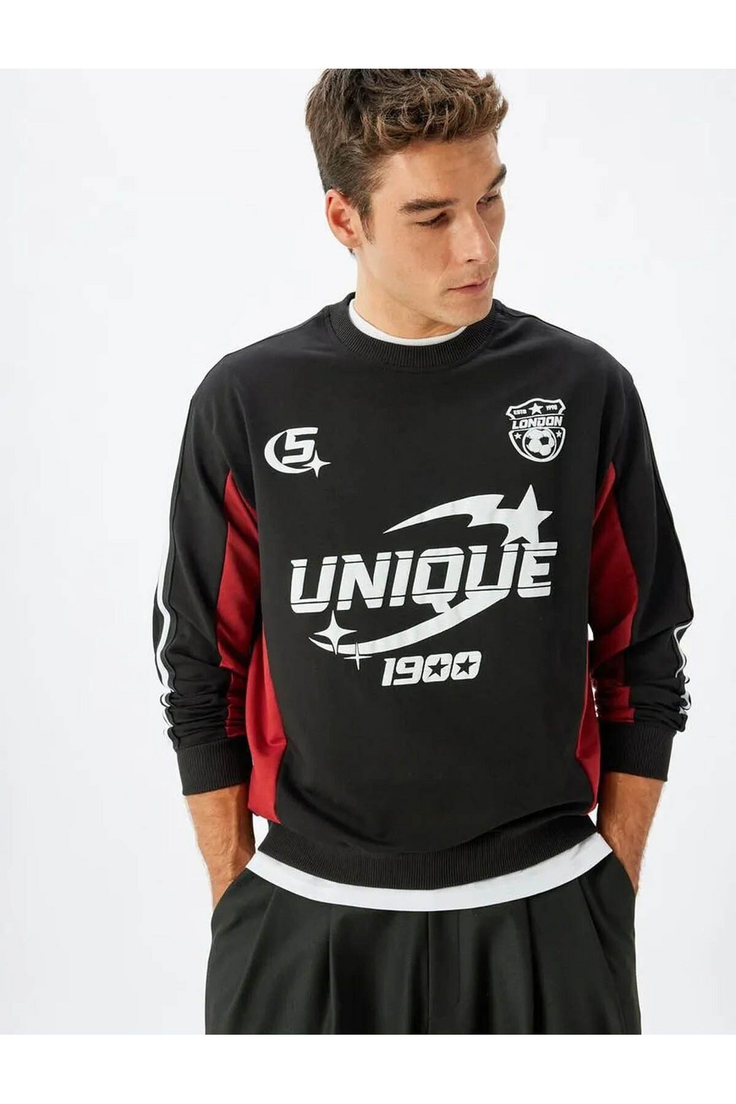Koton College Printed Sweatshirt Crew Neck Cotton Blend