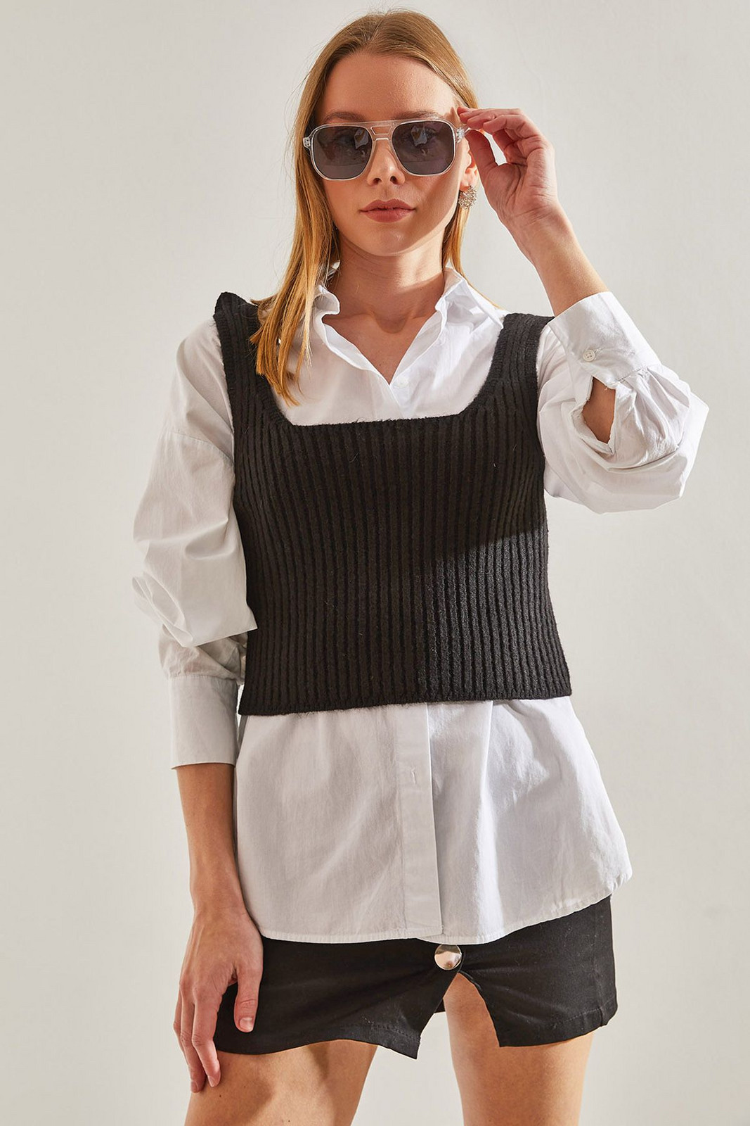 Bianco Lucci Women's Strapless Knitwear Blouse