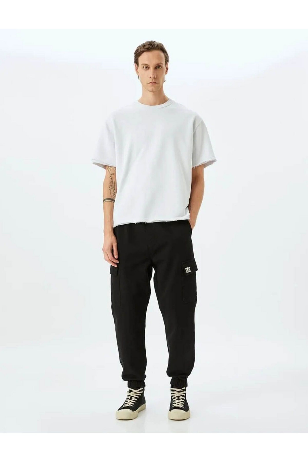 Koton Cotton Gabardine Cargo Pocket Detailed Jogger Pants with Lace-Up Waist