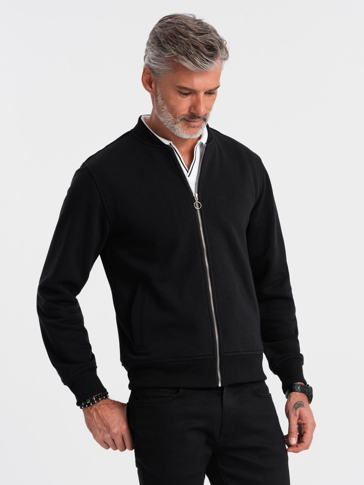 Ombre Unzipped cotton men's sweatshirt bomber - maroon