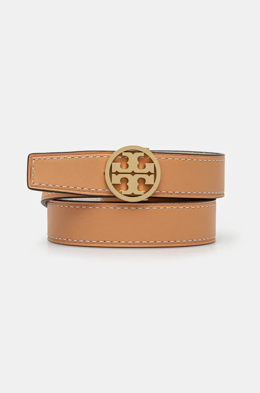 Obojstranný kožený opasok Tory Burch Miller dámsky, biela farba, 138935.139