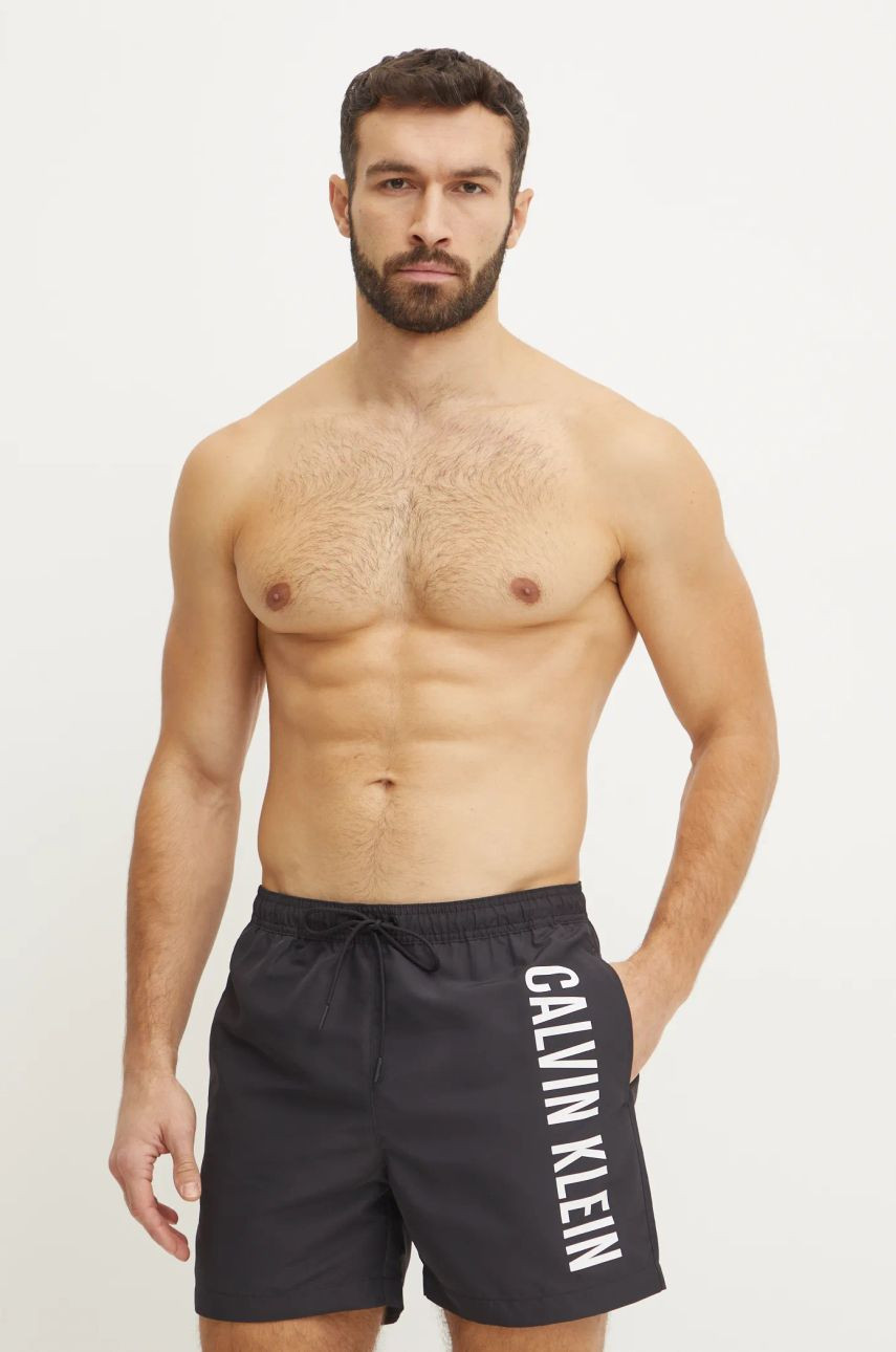 Plavkové šortky Calvin Klein čierna farba, KM0KM01092