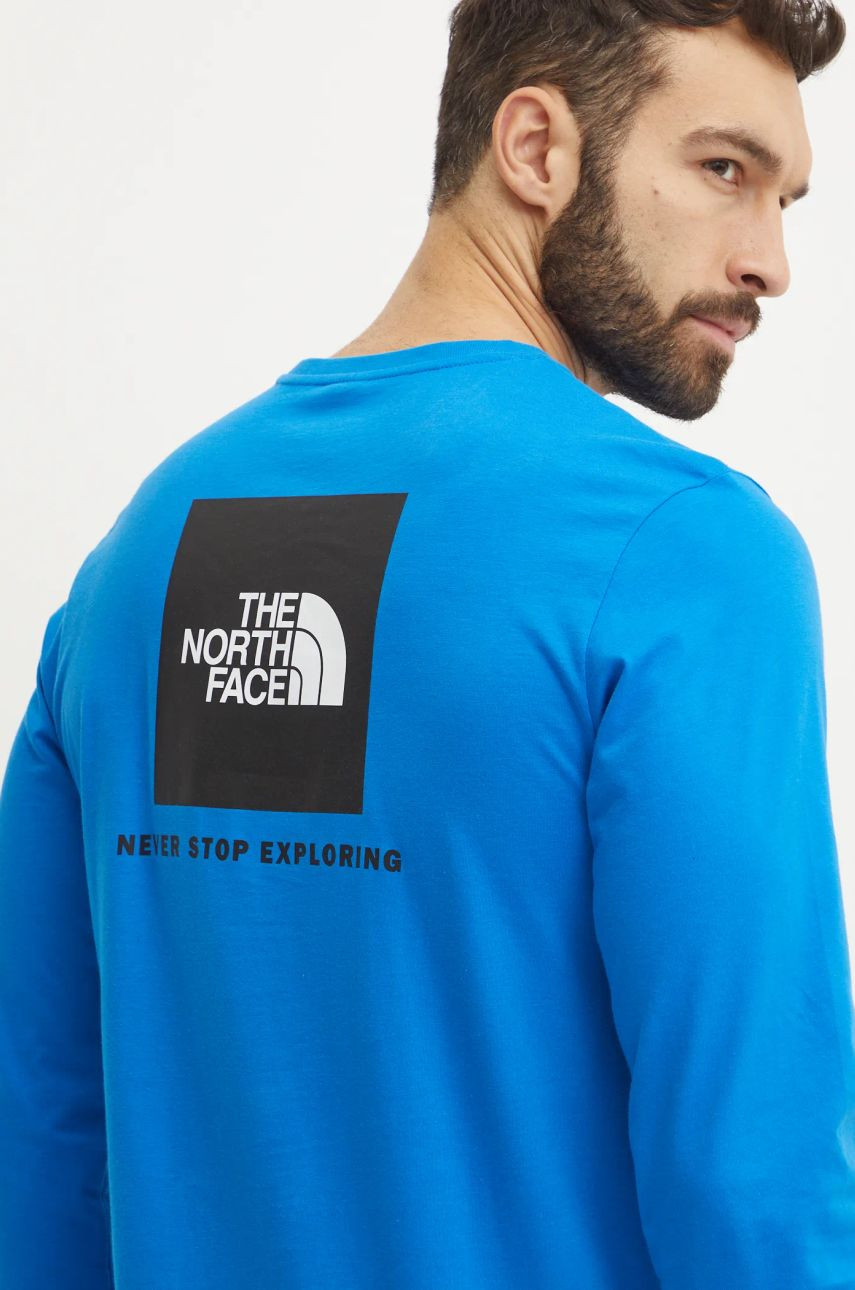 Bavlnené tričko s dlhým rukávom The North Face Redbox fialová farba, s potlačou, NF0A87NN16Y1