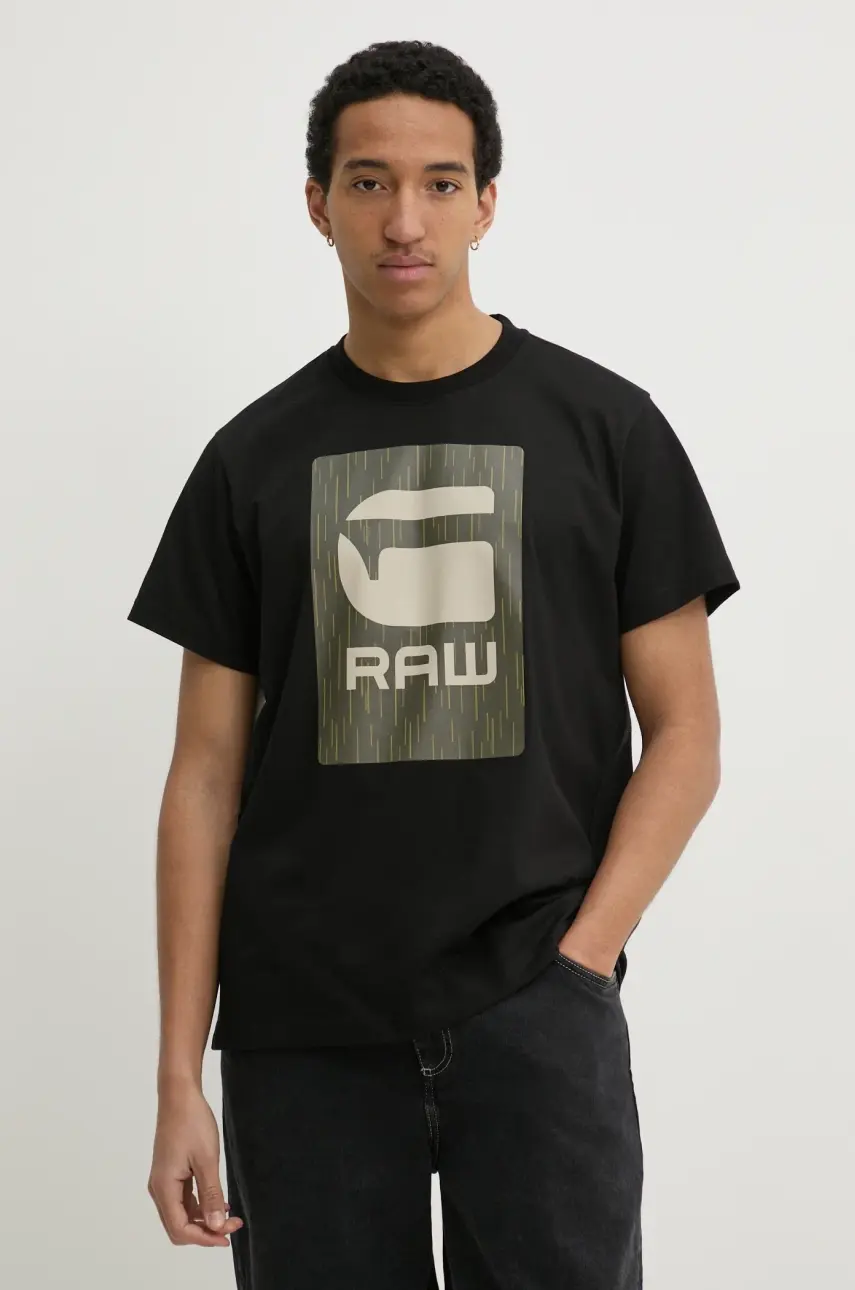 Bavlnené tričko G-Star Raw pánske, čierna farba, s potlačou, D26478-C336
