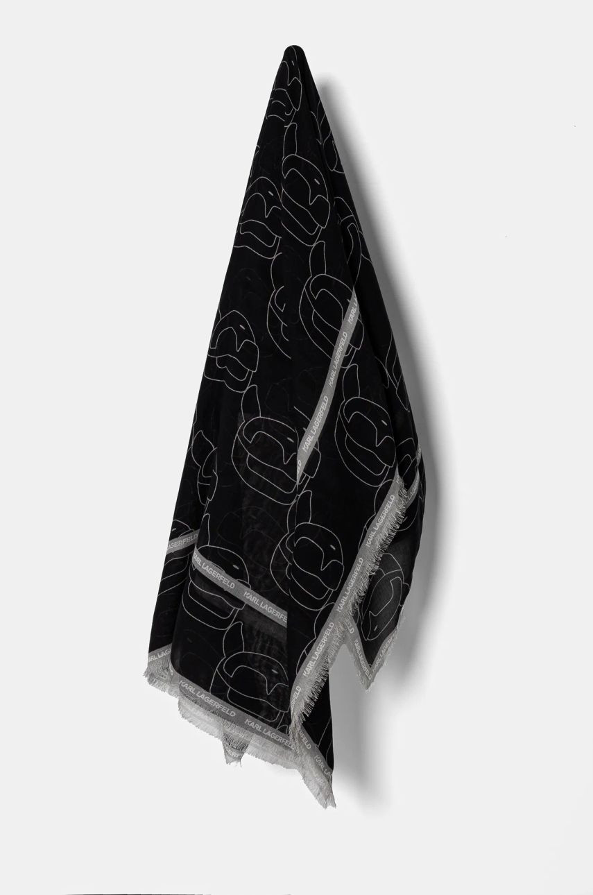 Šatka Karl Lagerfeld dámska, čierna farba, vzorovaná, A1W33152