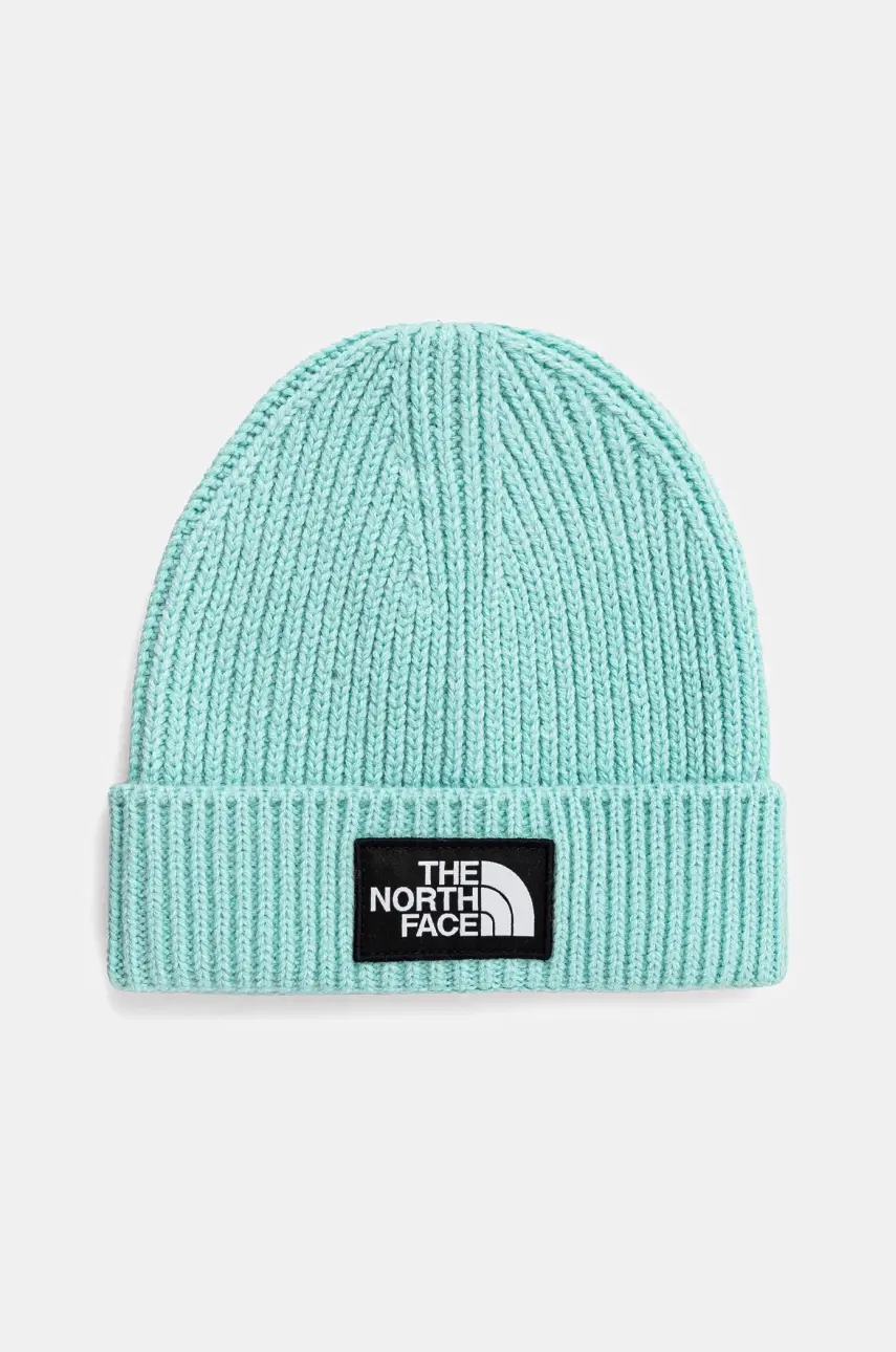 Detská čiapka The North Face KIDS TNF BOX LOGO CUFFED BEANIE tyrkysová farba biela, NF0A7WGC6EI1