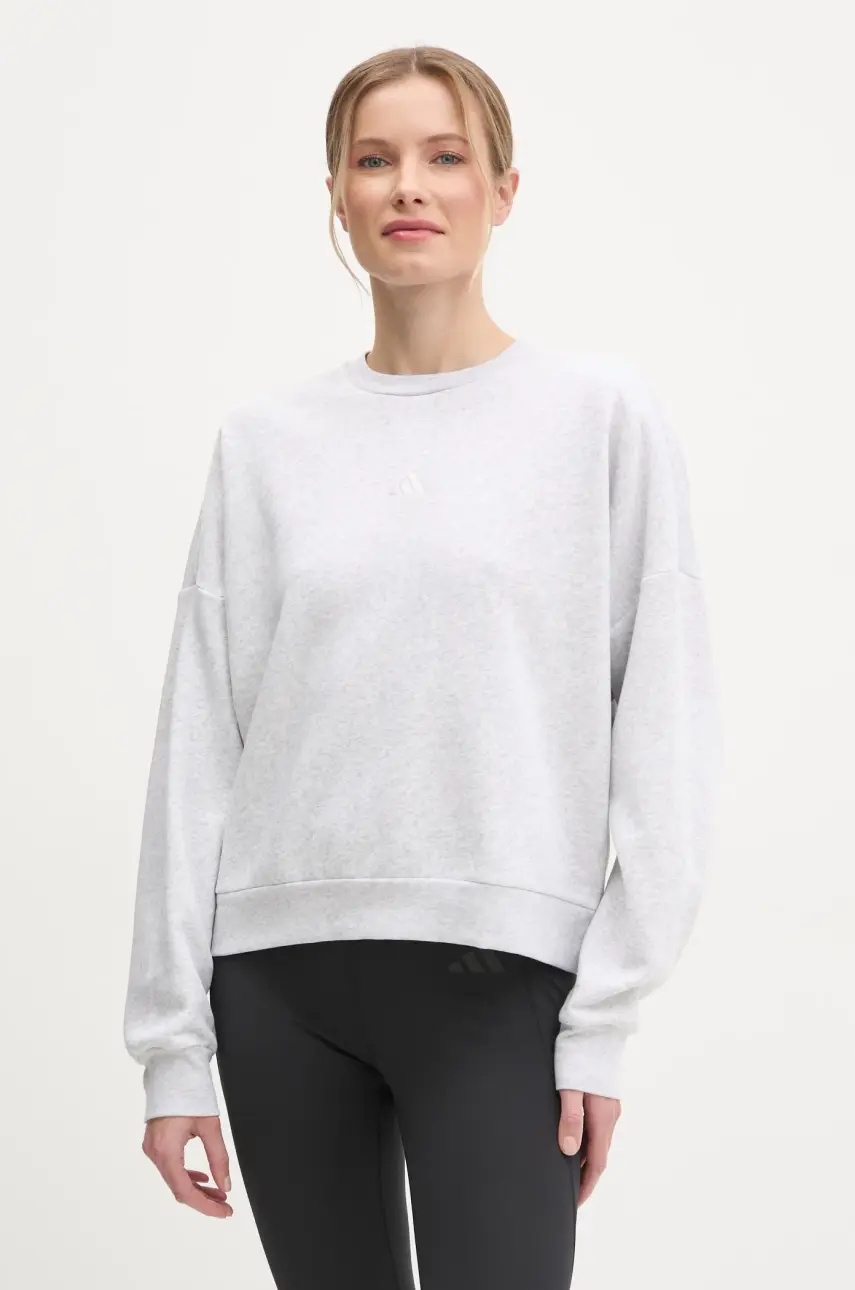 Mikina adidas Essentials dámska, šedá farba, melanžová, JI6060