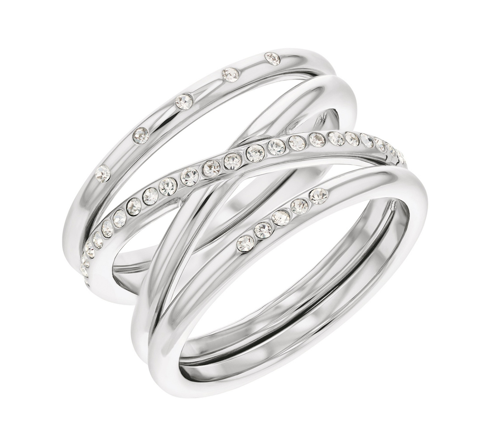 Calvin Klein Moderný oceľový prsteň s kryštálmi Minimal Linear 35000203 54 mm