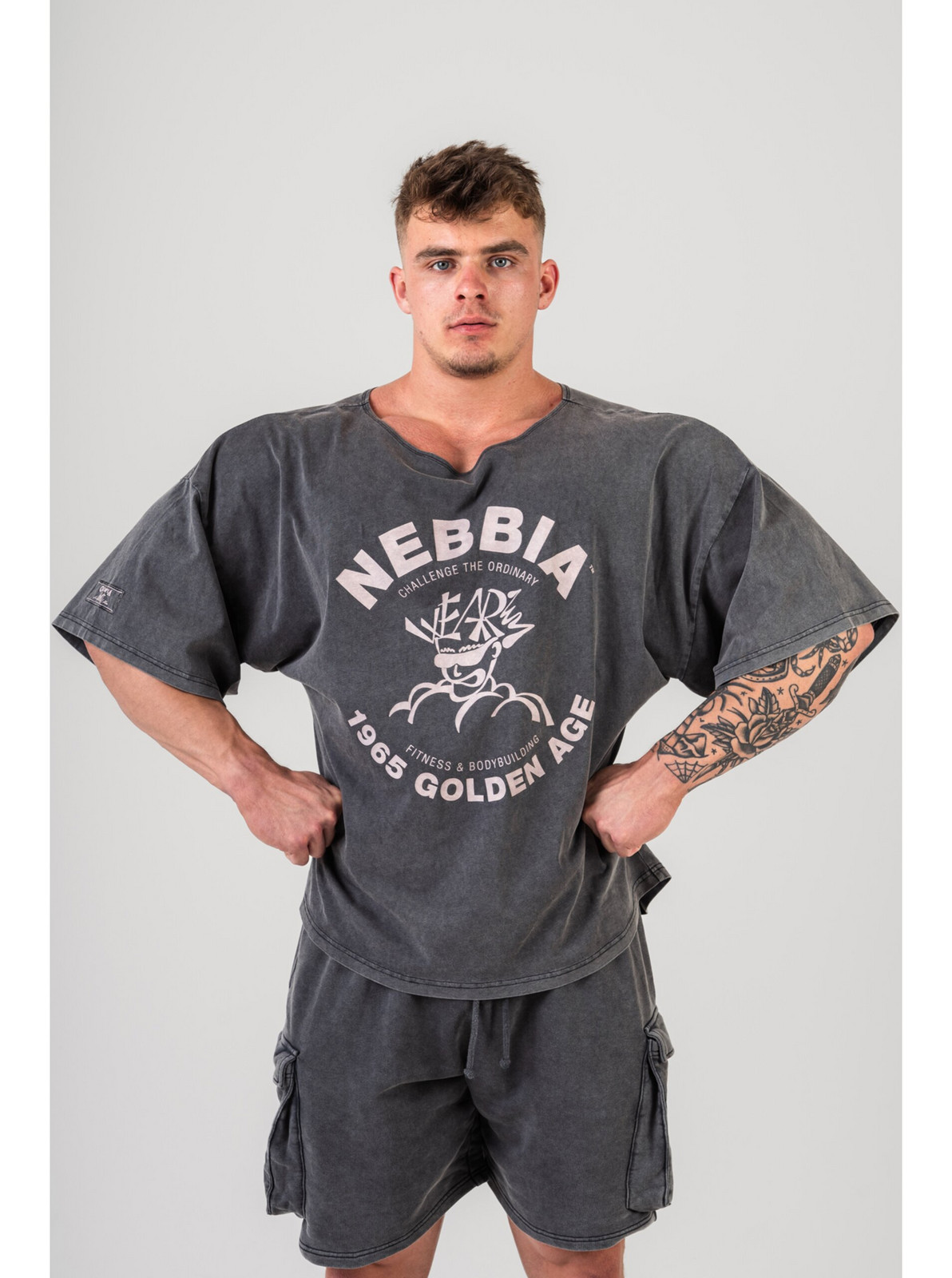 Washed bavlnený rag top GOLDEN AGE 788 M, black