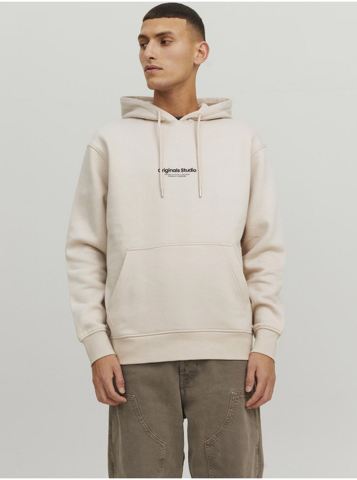Béžová pánska mikina s kapucňou Jack & Jones Vesterbro