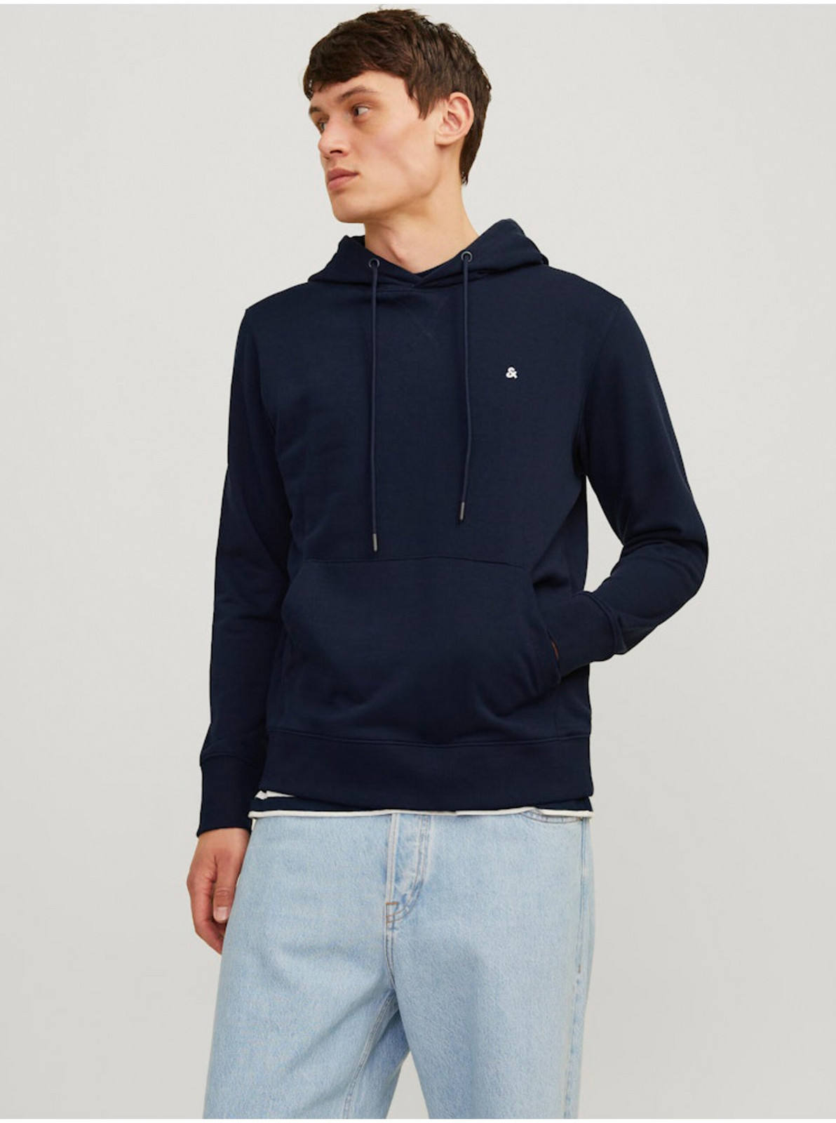 Tmavomodrá pánska mikina s kapucňou Jack & Jones Paulos