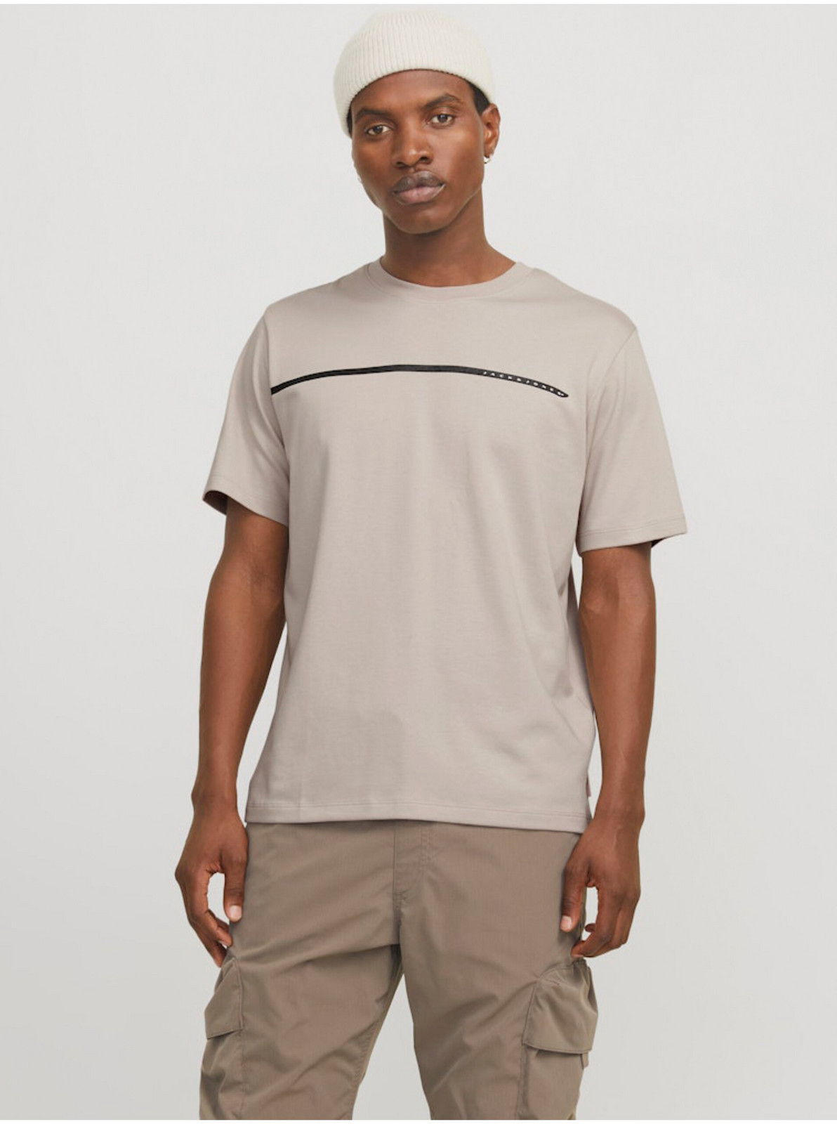 Béžové pánske tričko Jack & Jones Fusion