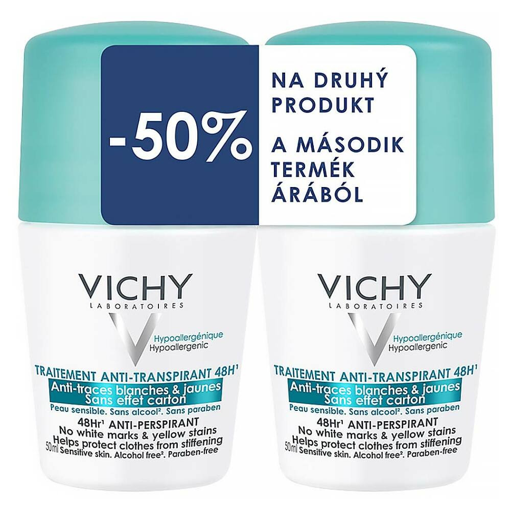 DVICHY Roll-on antiperspirant 48 hodín bez škvŕn 2 x 50 ml DUOPACK