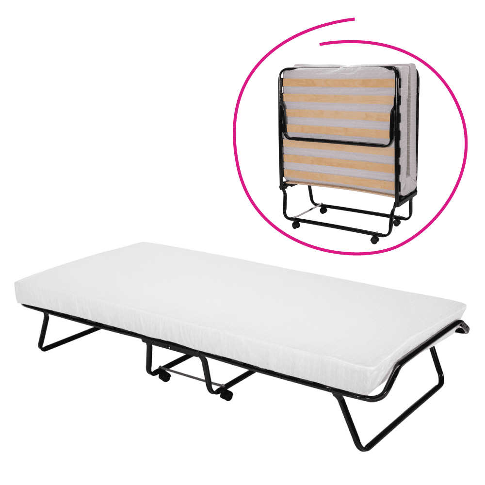 Skladacia posteľ s matracom, 90x190, grafit, DAGMARI TYP 1