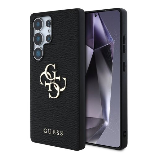 Guess PU Grained 4G Metal Logo Zadní Kryt pro Samsung Galaxy S25 Ultra Black