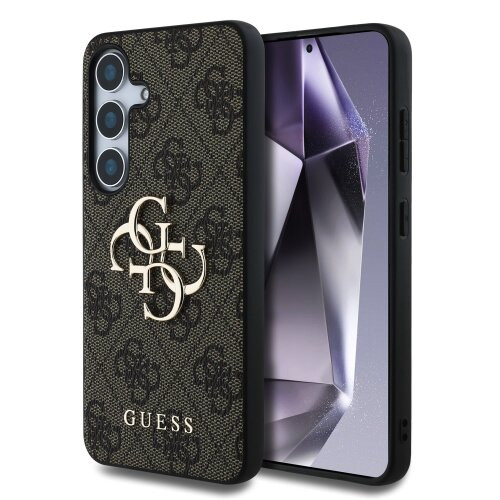 Guess PU 4G Metal Logo Zadní Kryt pro Samsung Galaxy S25+ Brown