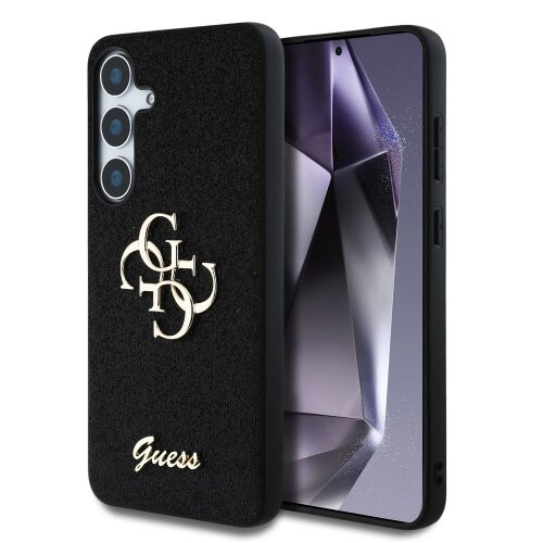 Guess PU Fixed Glitter 4G Metal Logo Zadní Kryt pro Samsung Galaxy S25+ Black