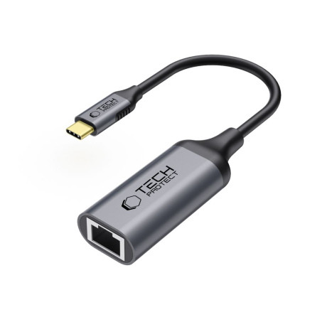 Tech-Protect Ultraboost adaptér USB-C / RJ45, čierny