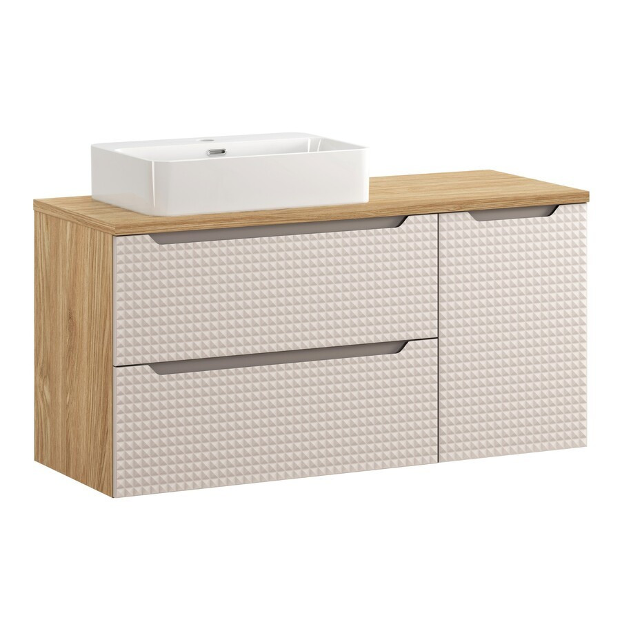 Závěsná skříňka Luxor Beige Trust s deskou a umyvadlem 120 cm černá/dub olejovaný