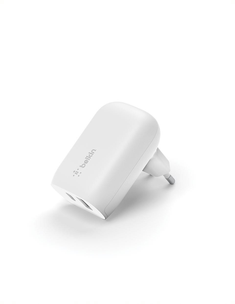 Belkin BOOST CHARGE™ Duálna 37W Power Delivery PPS nástenná nabíjačka (USB-C 25W + USB-A 12W), biela