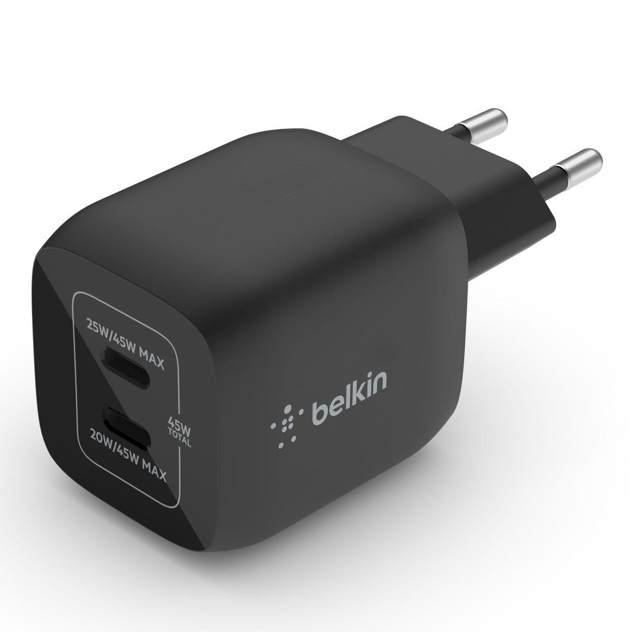 Belkin BOOST CHARGE™ Duálna 45W USB-C Power Delivery GaN PPS nástenná nabíjačka, čierna
