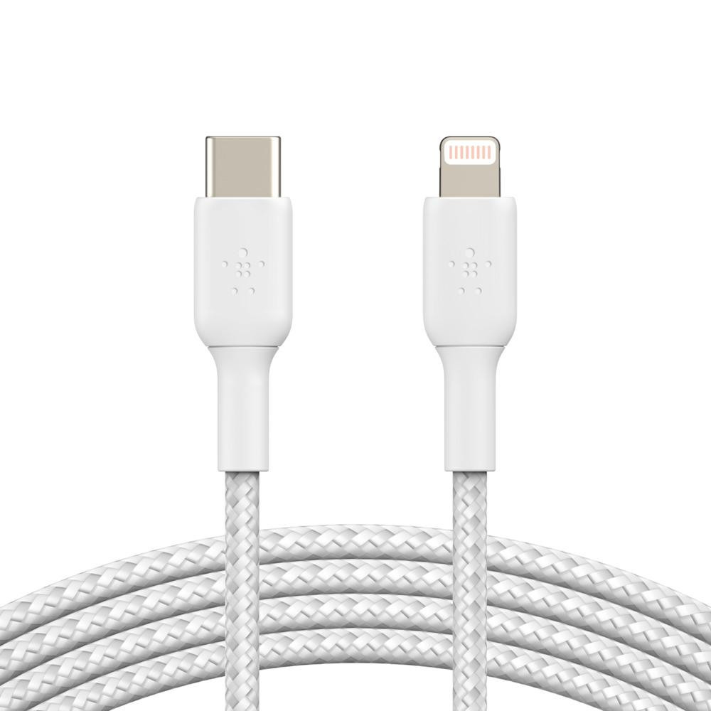Belkin BOOST CHARGE™ Lightning/USB-C kábel, 1m, biely - odolný