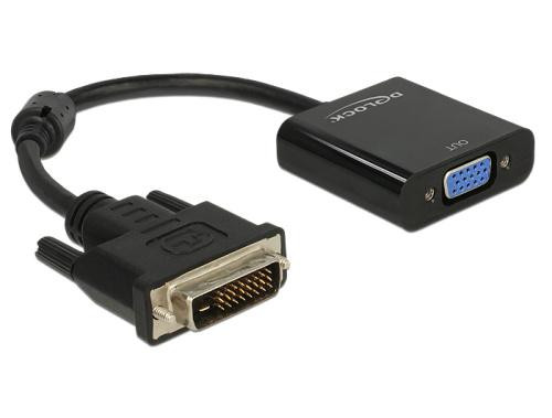 Delock čierny adaptér DVI-D 24+1 samec > VGA samica