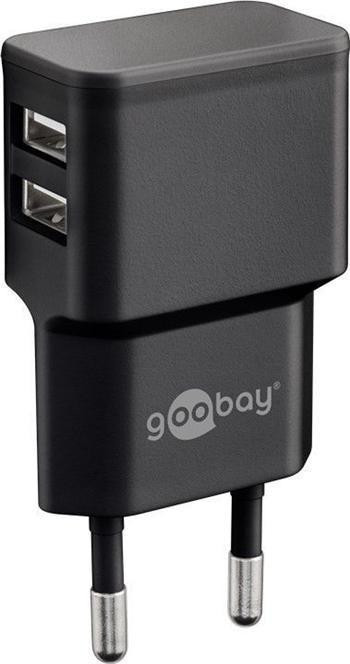 Goobay Napájací a nabíjací adaptér 230V na 2x USB, max.2, 4A, čierny