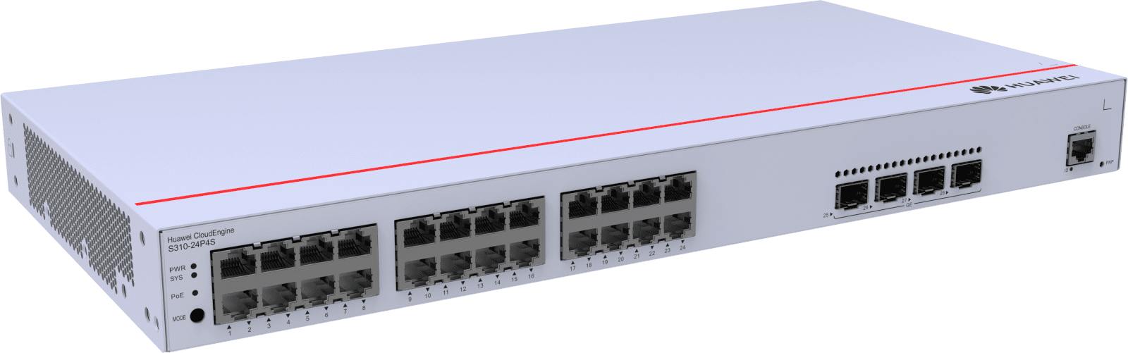 Huawei S310-24P4S Switch S310-24P4S (24*10/100/1000BASE-T portov, 4*GE SFP portov, PoE+, AC power)