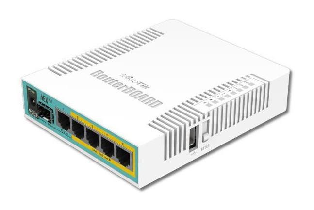 MikroTik RouterBOARD hEX PoE, 800MHz CPU, 128MB RAM, 5x GLAN, USB, PoE 802.3at, USB, SFP, vr. L4