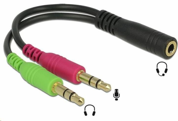 PREMIUMCORD Adaptér 4pólový jack3, 5mm pre slúchadlá a mikrofón, 30cm