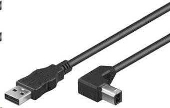 PREMIUMCORD Kábel USB 2.0 AB prepojovací 0.5m - zahnutý B konektor 90 °