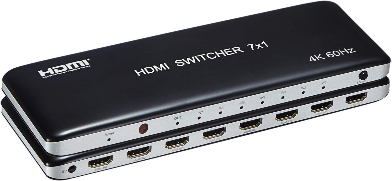 PremiumCord 4K@60hz HDMI switch 7:1 plastový s diaľkovým ovládačom