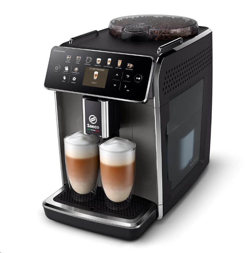 Saeco GranAroma SM6582/10 automatický kávovar, 1500 W, vstavaný mlynček, 15 barov, dotykový displej, 6 profilov