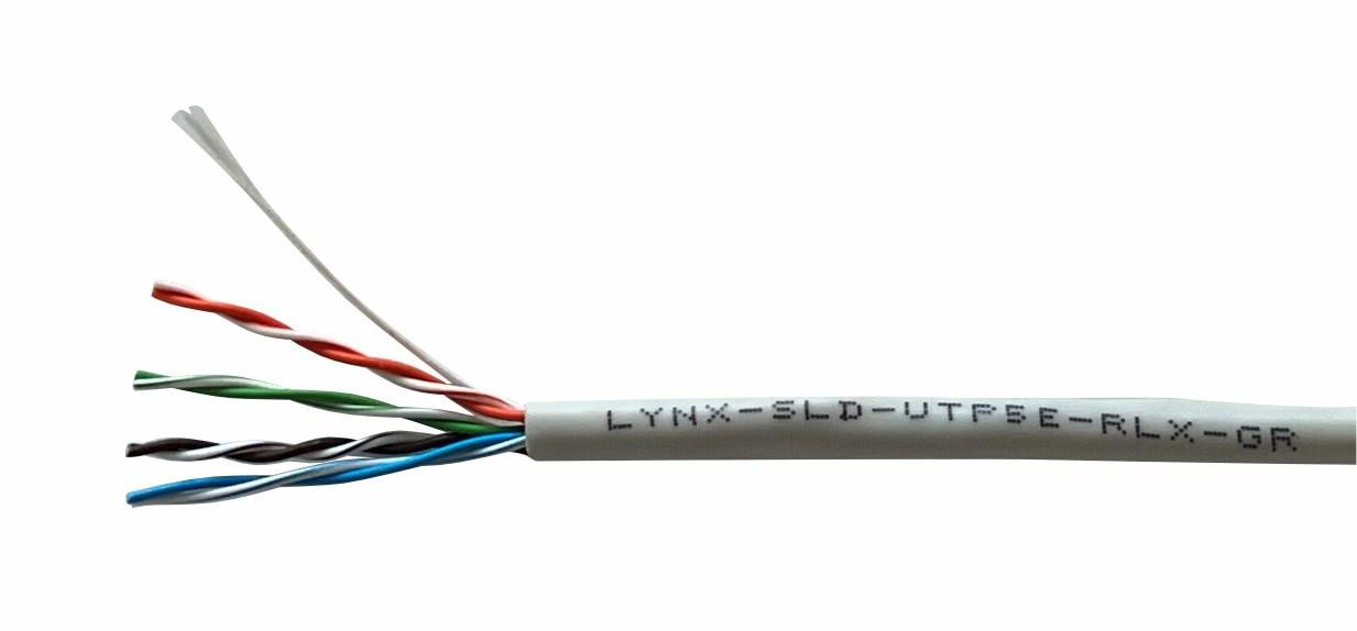 UTP kábel LYNX REELEX AIR, Cat5E, drôt, PVC, Eca, sivý, 305m