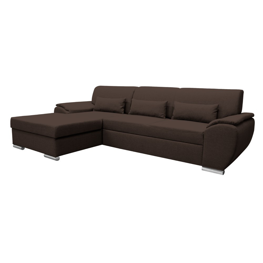 KONDELA Pedra Roh L rohová sedačka s rozkladom a úložným priestorom hnedá