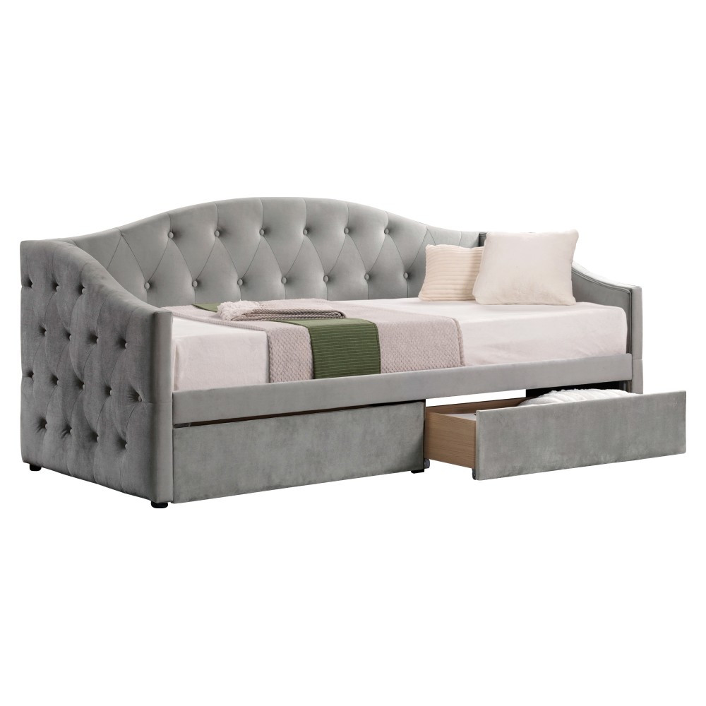 KONDELA Zaska jednolôžková posteľ s úložným priestorom sivá