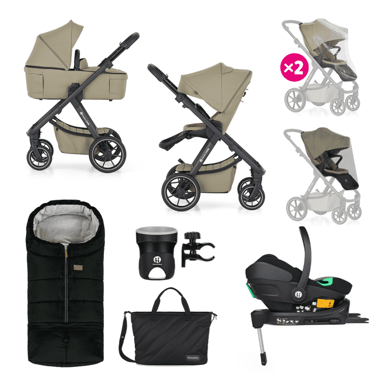 PETITE&MARS Kočík kombinovaný ICON 2v1 Mossy Green XXL RWS + Core Pro i-Size Black Grey + Báza