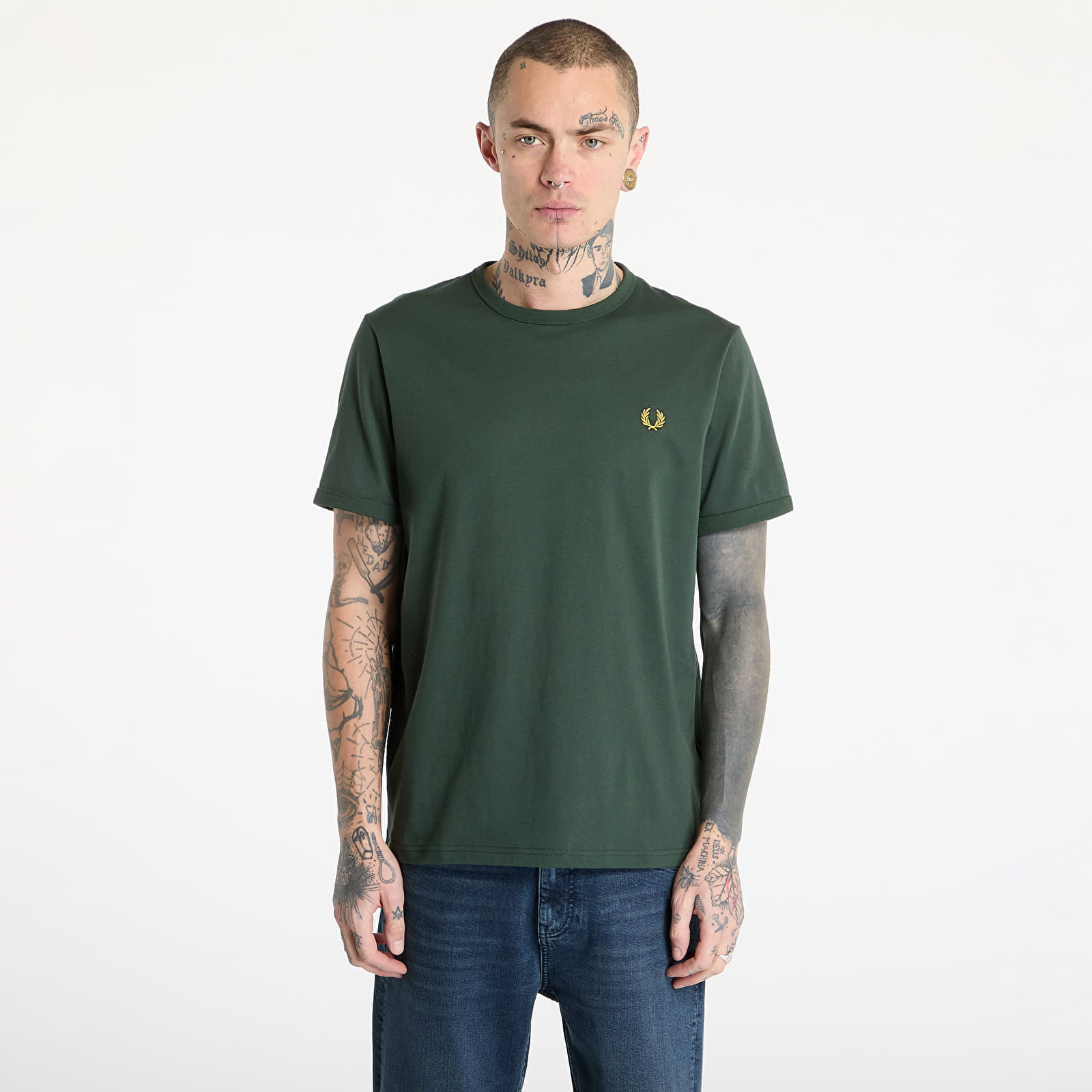 Tričko FRED PERRY Ringer T-Shirt Court Green L