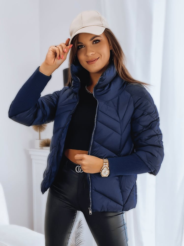 Tmavomodrá dámska prešívaná prechodná bunda Dstreet