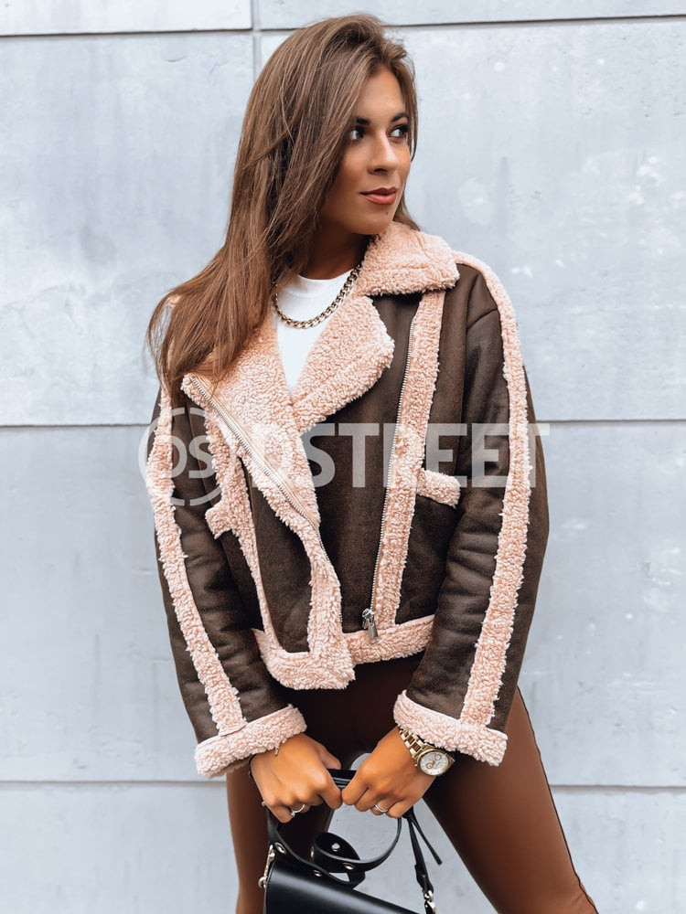 Dámska koženková bunda PLAYDIVA Farba bronzová DSTREET