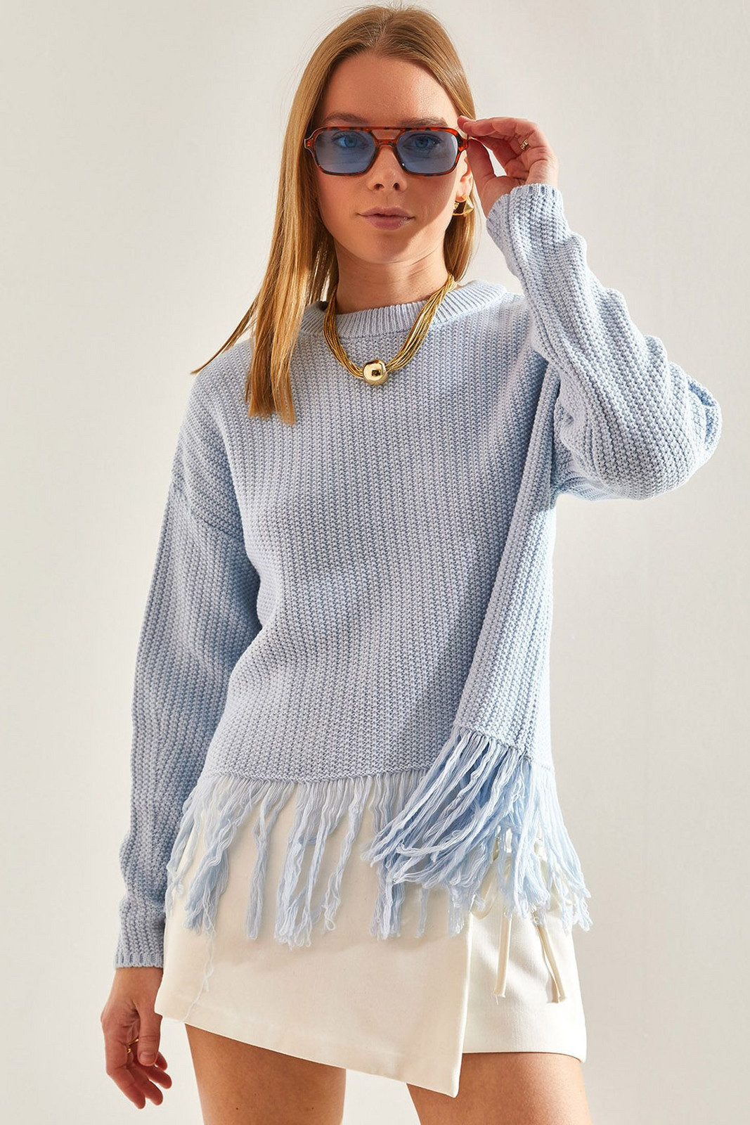 Bianco Lucci Women's Tasseled Knitwear Sweater