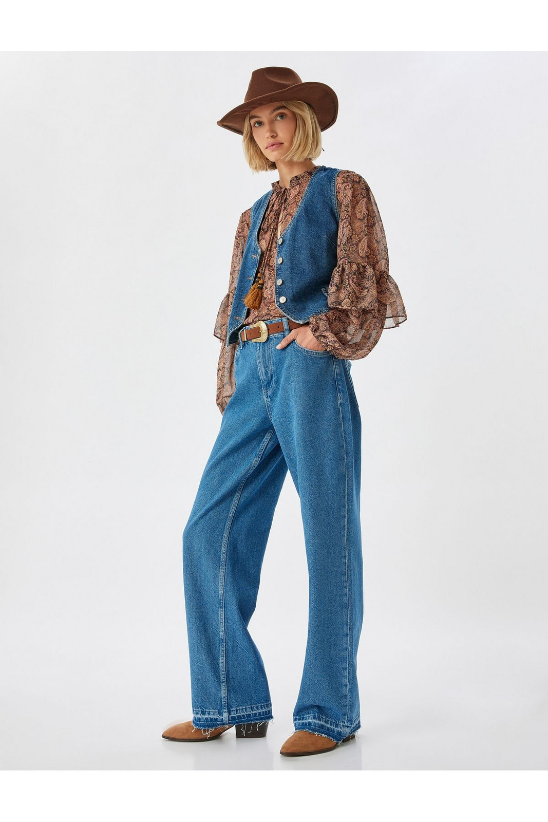 Koton Straight Long Leg Jeans Double Waist Detailed Normal Waist - Straight Jean