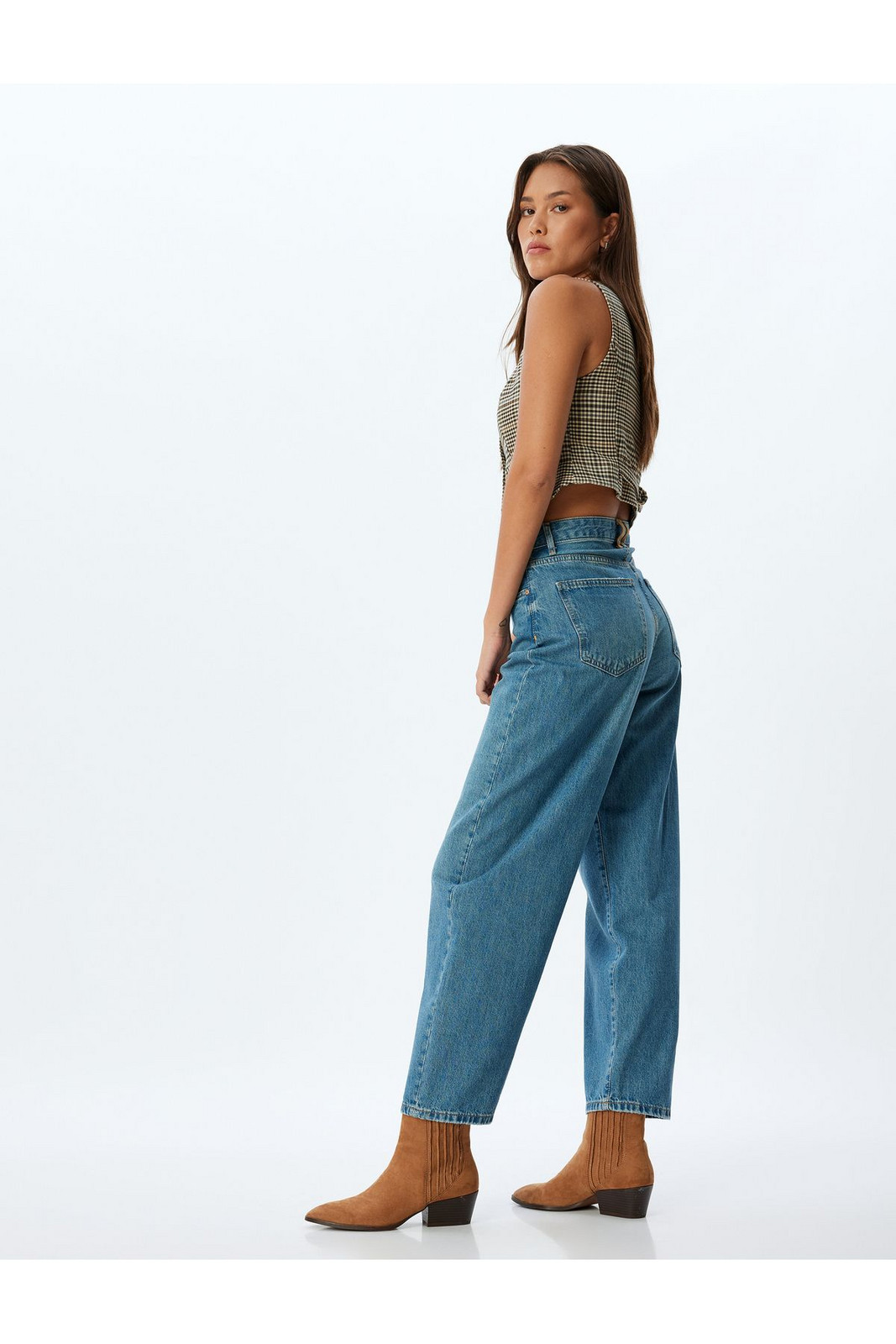Koton Comfortable Fit Buttoned Pocket Detail Cotton Jeans Trousers - Balloon Fit Jeans