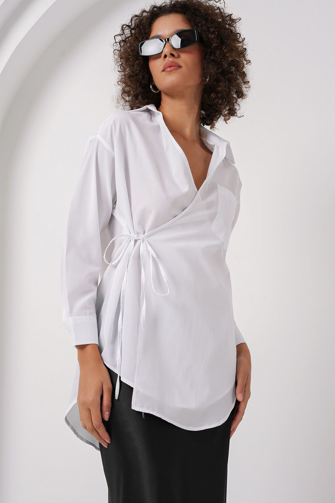 Bigdart 20271 Long Double Breasted Shirt - White