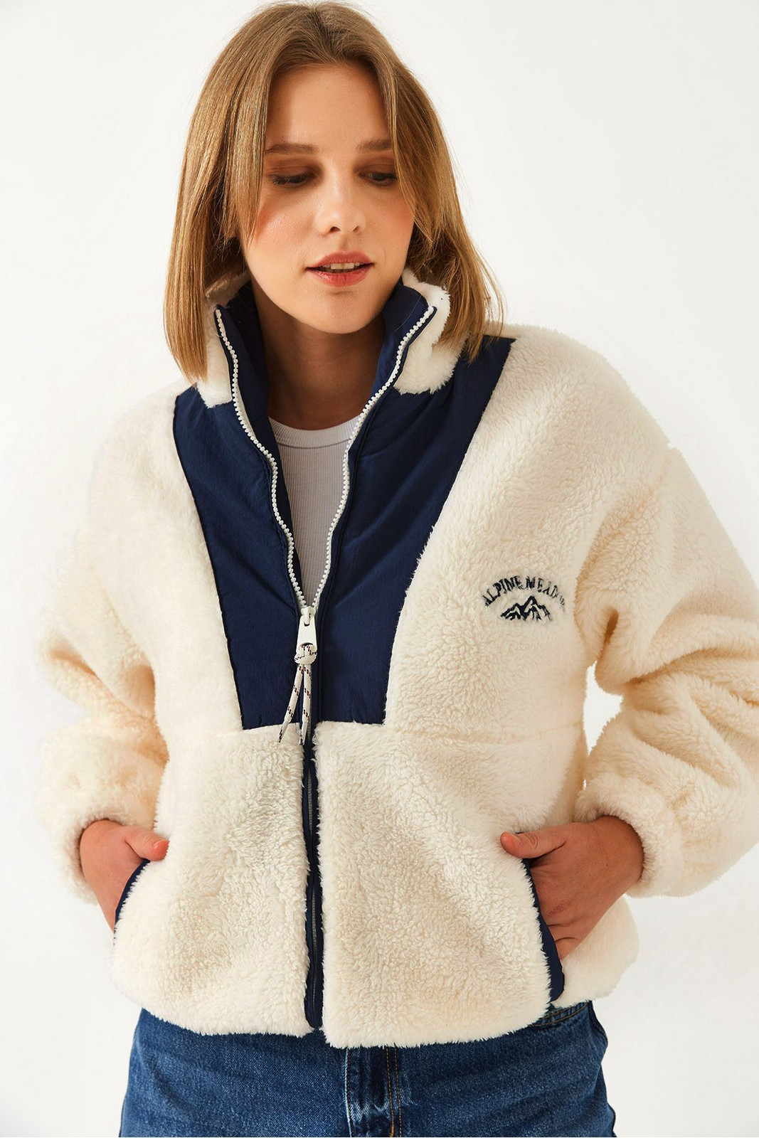 Bianco Lucci Women's Zippered Plush Coat 5194