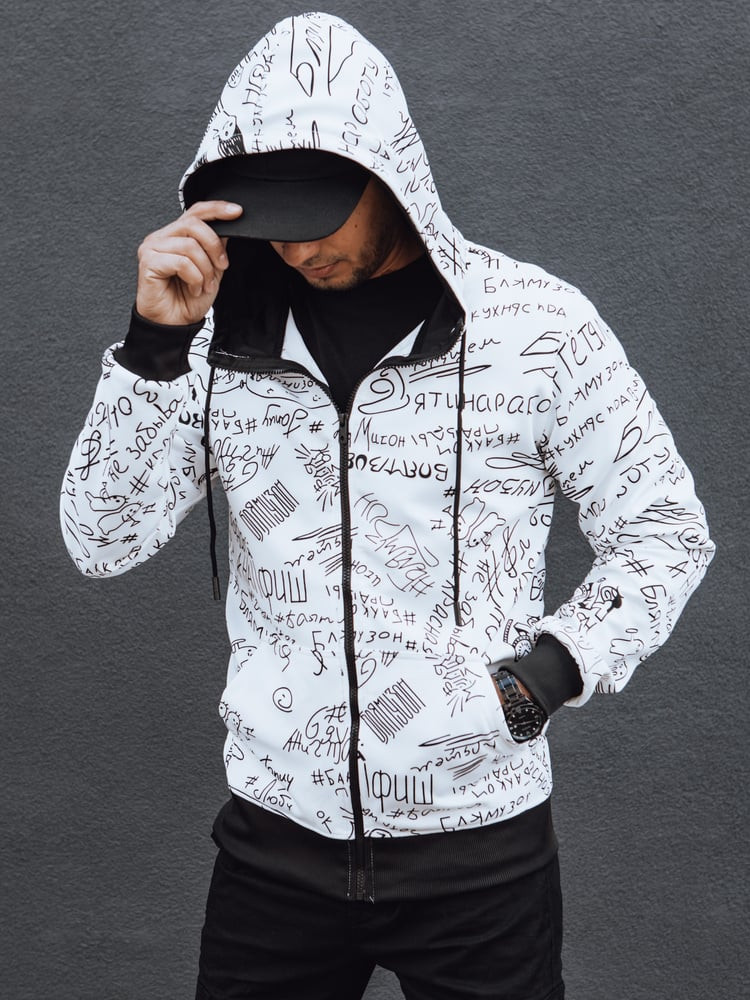Bluza męska rozpinana z kapturem biała Dstreet