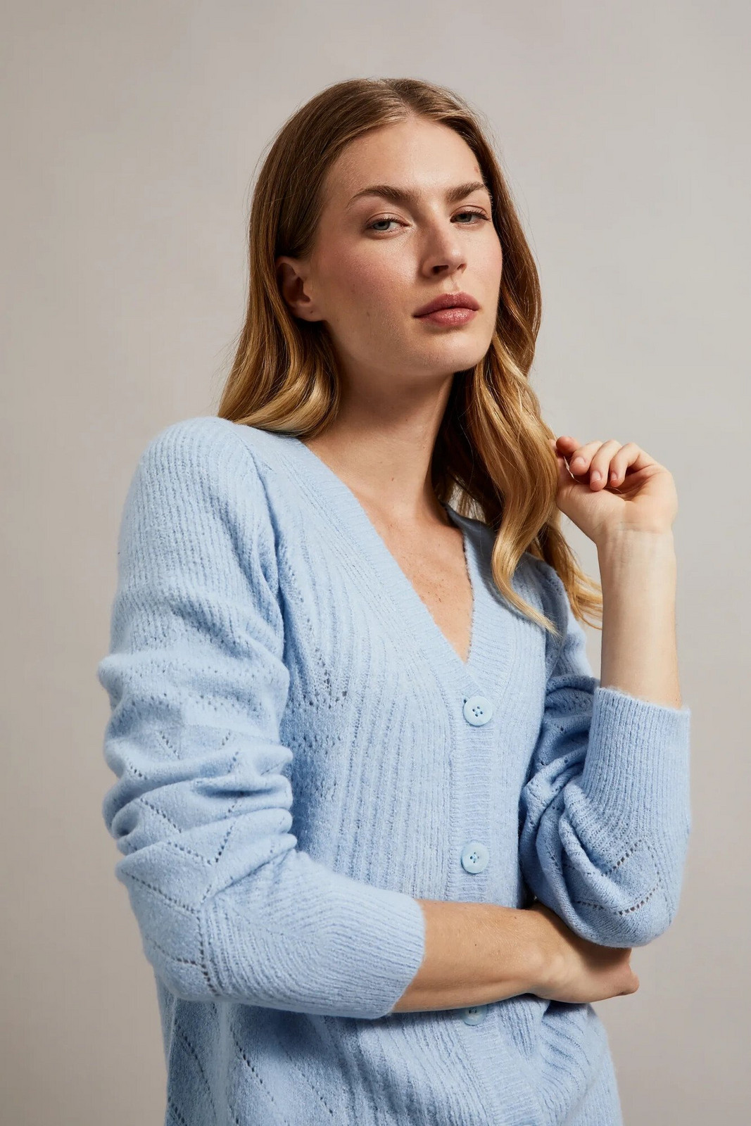Women's openwork sweater MOODO - blue